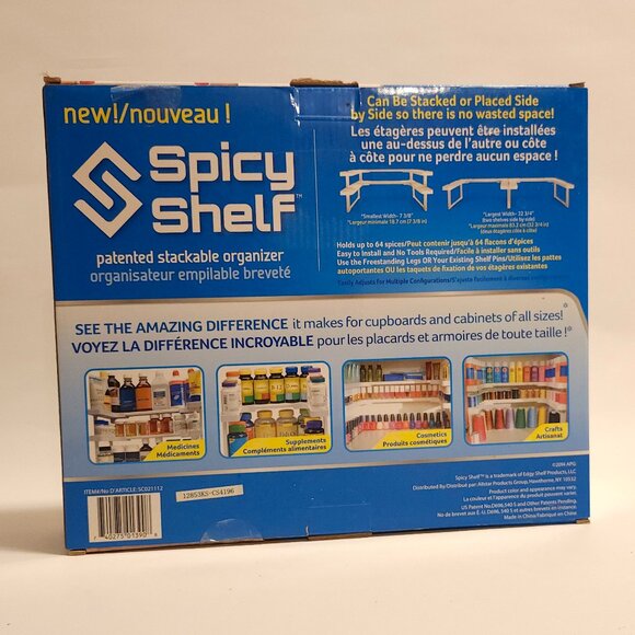 SPICY SHELF Patented Spice Rack and Stackable Organizer Adjustable - White BNIOP - Picture 6 of 10